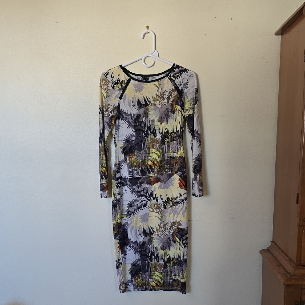 Topshop Jungle Print Long Sleeve Dress